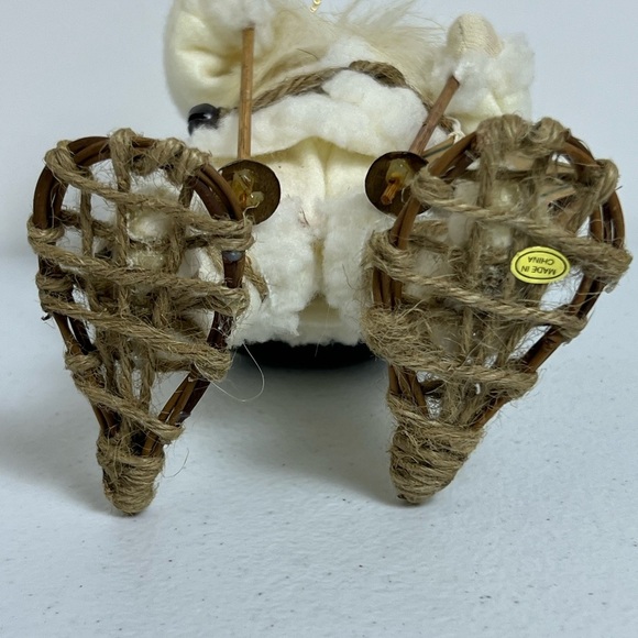 TJ Santas by Tina Mitchell 8" Santa Fuzzy White Rustic Snowshoe Ornament 905376 - Picture 6 of 8